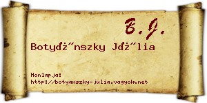 Botyánszky Júlia névjegykártya